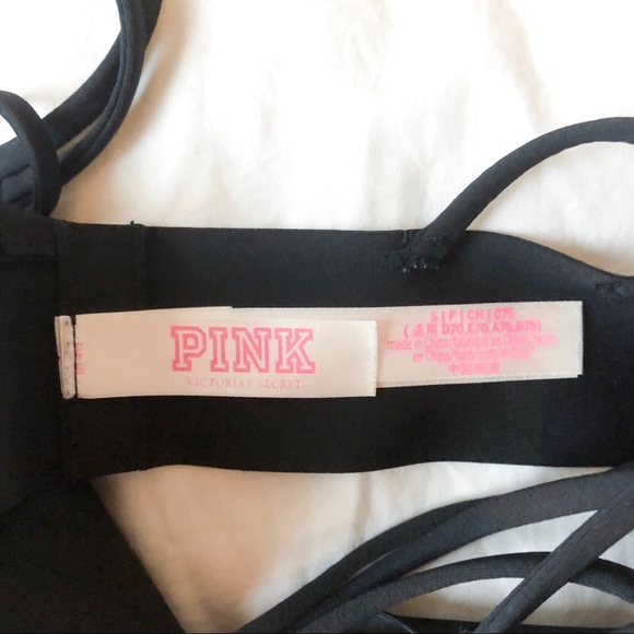 PINK - Black V Neck W/ Crossback strap Bra - Picture 3 of 3